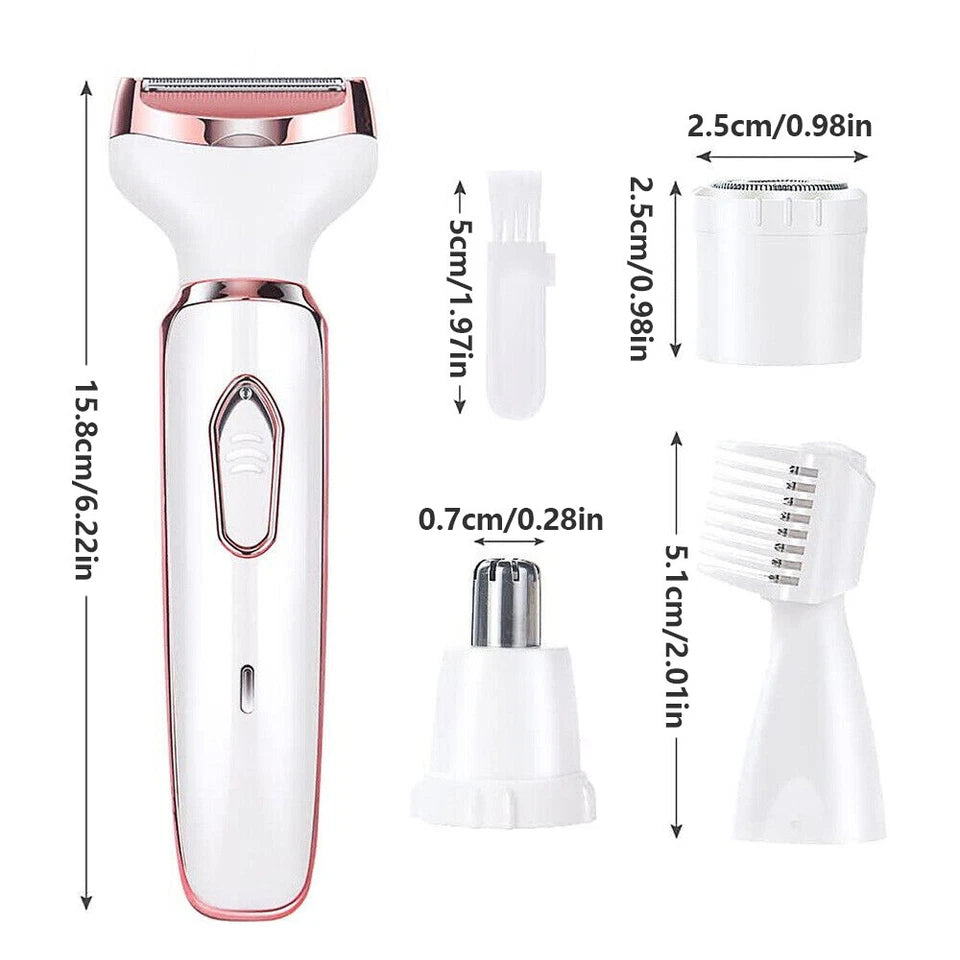 Tech Vitalisse™ 4 In1 Electric Lady Shaver Body Hair Removal Epilator Comfort Waterproof Trimmer